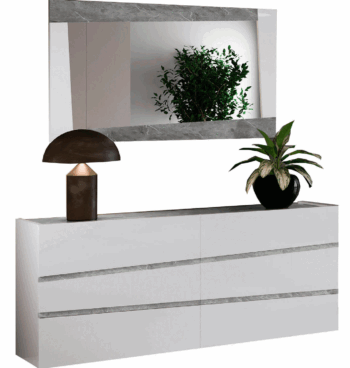 High Gloss Lacquer Alba Dresser w/Mirror p12192 By ESF Furniture