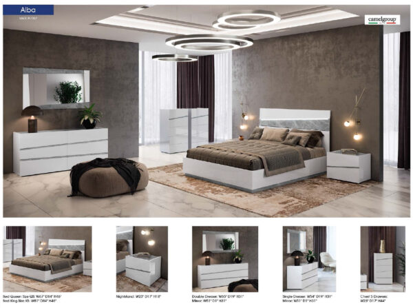 High Gloss Lacquer Alba Bedroom Set w/ Light p12160 By ESF Furniture - Image 2