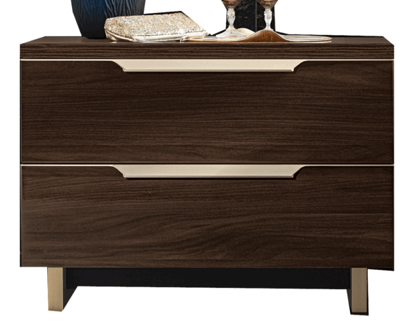 High Gloss Lacquer, Mat Smart Nightstand Walnut i36379 By ESF Furniture - Image 2