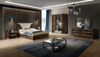 High Gloss Lacquer, Mat Smart Bedroom Walnut Set p12681 By ESF Furniture