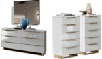 High Gloss Lacquer, Mat Smart Double Dresser White w/ Mirror & chest p12149 By ESF Furniture ESF Furniture Mobilia Cleopatra 11 High Gloss Lacquer, Mat Smart Double Dresser White w/ Mirror & chest p12149 By ESF Furniture 11