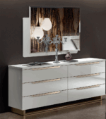High Gloss Lacquer, Mat Smart Double Dresser White w/ Mirror & chest p12149 By ESF Furniture ESF Furniture Mobilia Cleopatra 12 High Gloss Lacquer, Mat Smart Double Dresser White w/ Mirror & chest p12149 By ESF Furniture 12