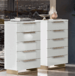High Gloss Lacquer, Mat Smart Double Dresser White w/ Mirror & chest p12149 By ESF Furniture ESF Furniture Mobilia Cleopatra 14 High Gloss Lacquer, Mat Smart Double Dresser White w/ Mirror & chest p12149 By ESF Furniture 14
