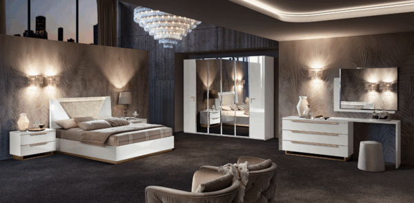 High Gloss Lacquer, Mat Smart Bedroom White Set p11763 By ESF Furniture - Image 3