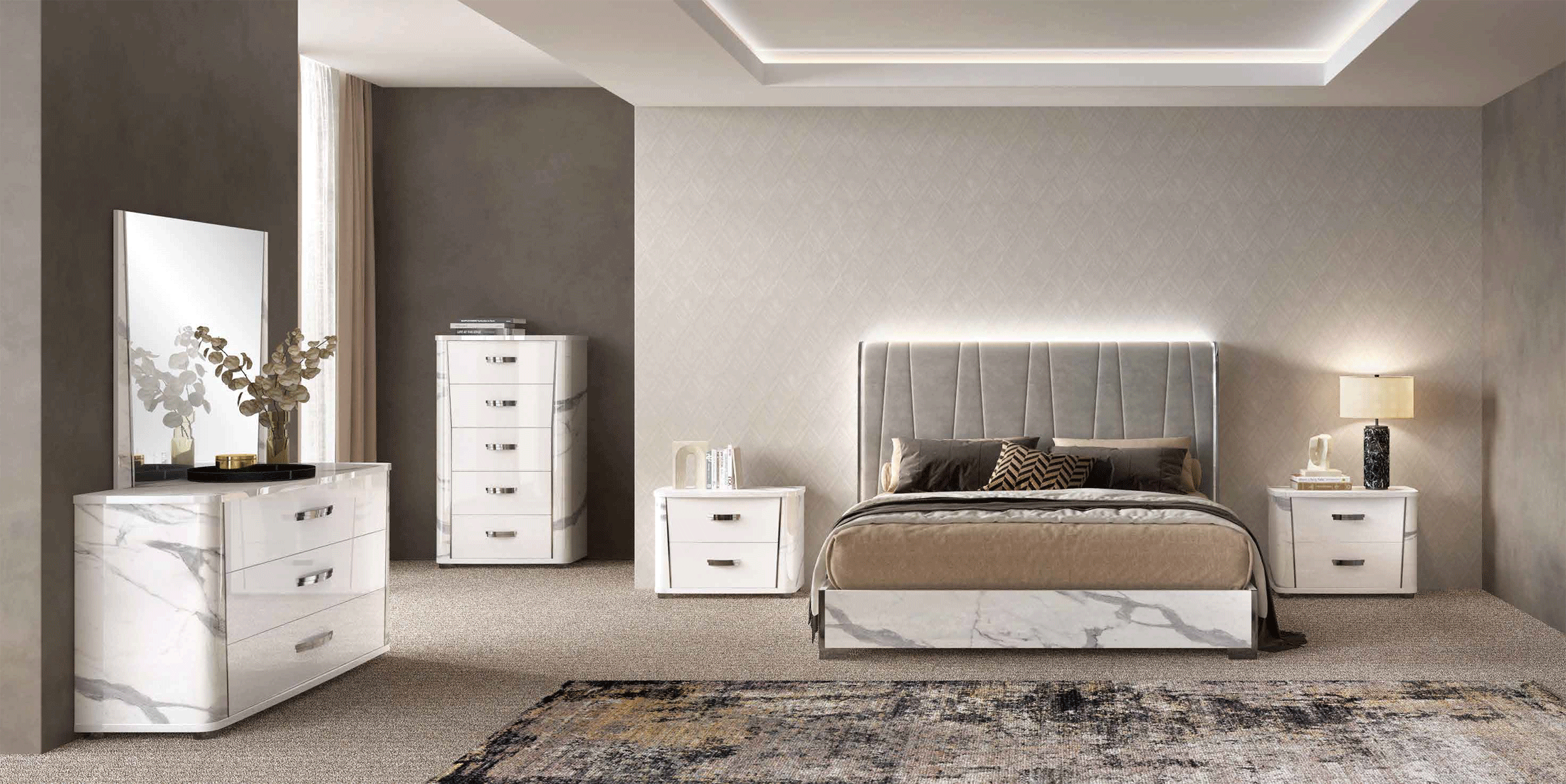 High Gloss Lacquer Anna Status Bedroom Set p12994 By ESF Furniture
