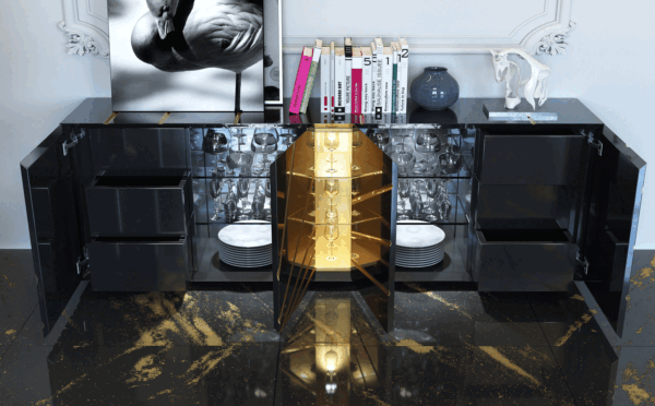 Shiny Oro Black Dining room Set p12689 By ESF Furniture - Image 5