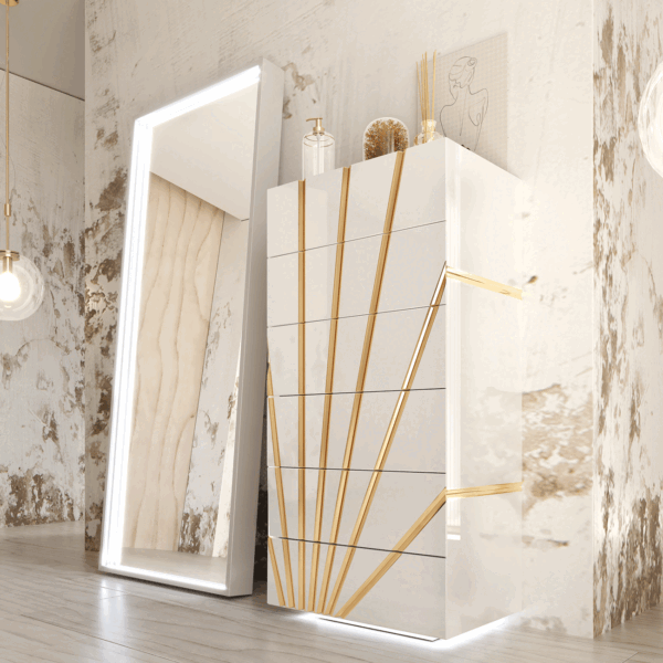 High Gloss Lacquer Oro White Bedroom Set p12687 By ESF Furniture - Image 6