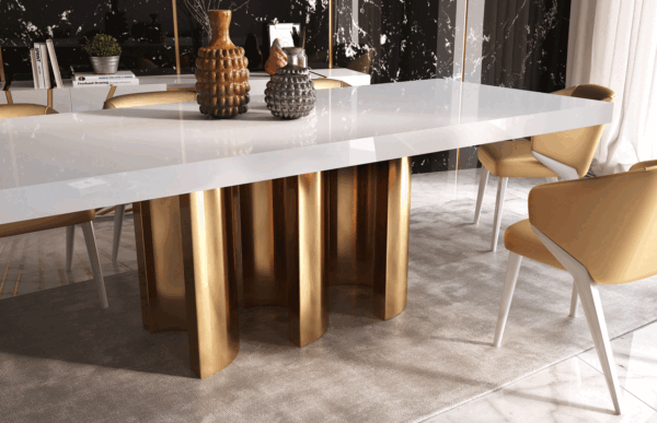 Shiny Oro White Dining room Set p12690 By ESF Furniture - Image 2