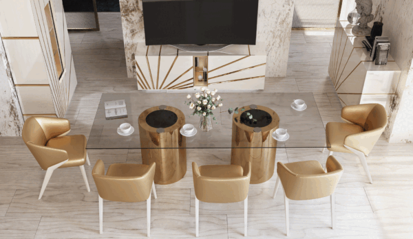 Shiny Oro White Dining room Set p12690 By ESF Furniture - Image 8