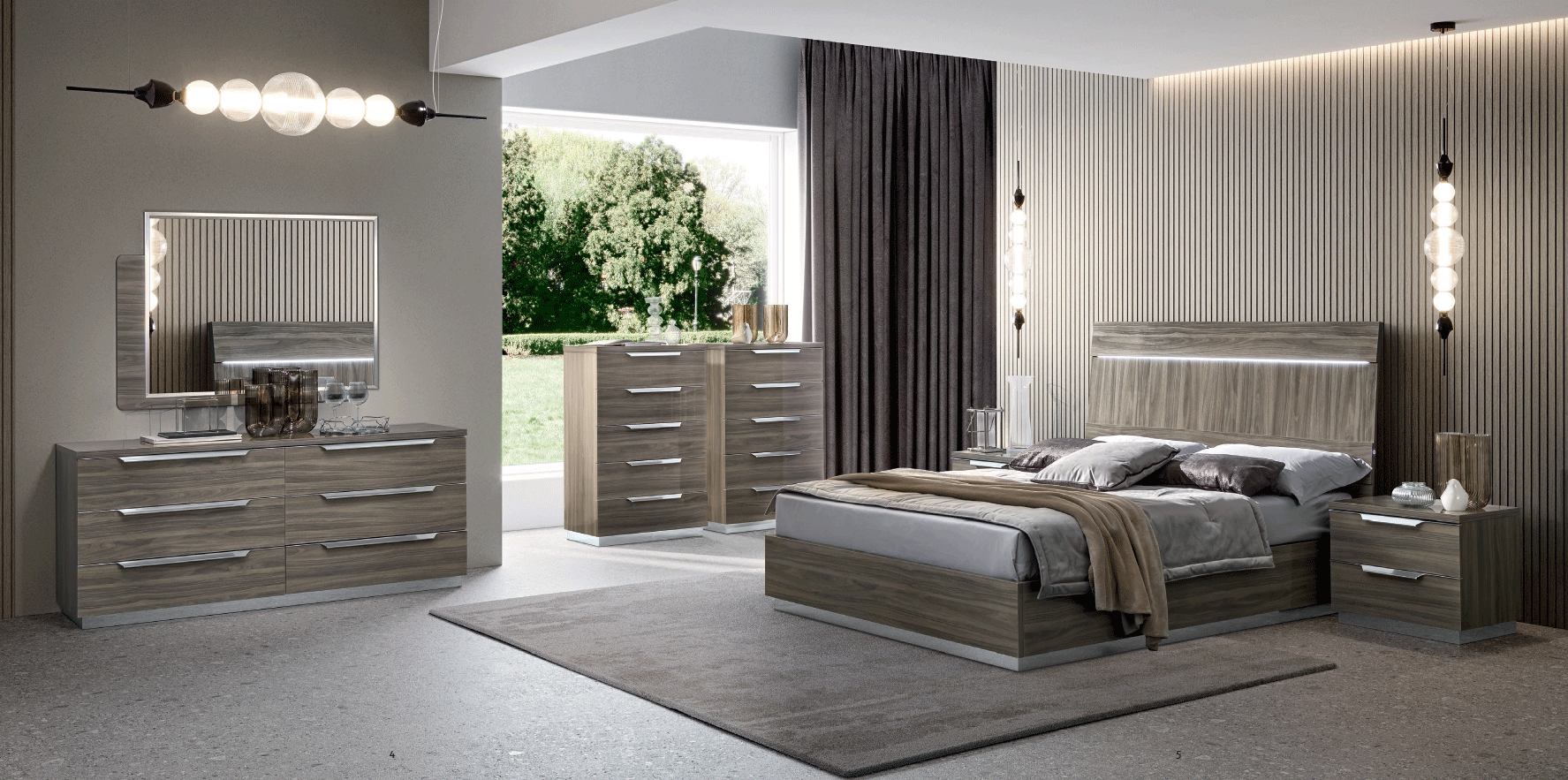 Shiny Kroma Bedroom Grey Set p12820 By ESF Furniture