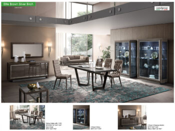 High Gloss Lacquer Elite Dining Room Set Brown Silver Birch p9876 By ESF Furniture