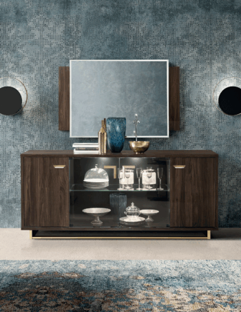 High Gloss Lacquer Volare 4 Door Buffet w/Mirror i27975 By ESF Furniture
