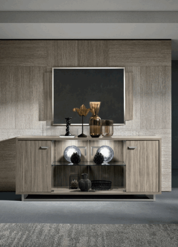 Volare 4 Door buffet w/ mirror Gray p12949 By ESF Furniture