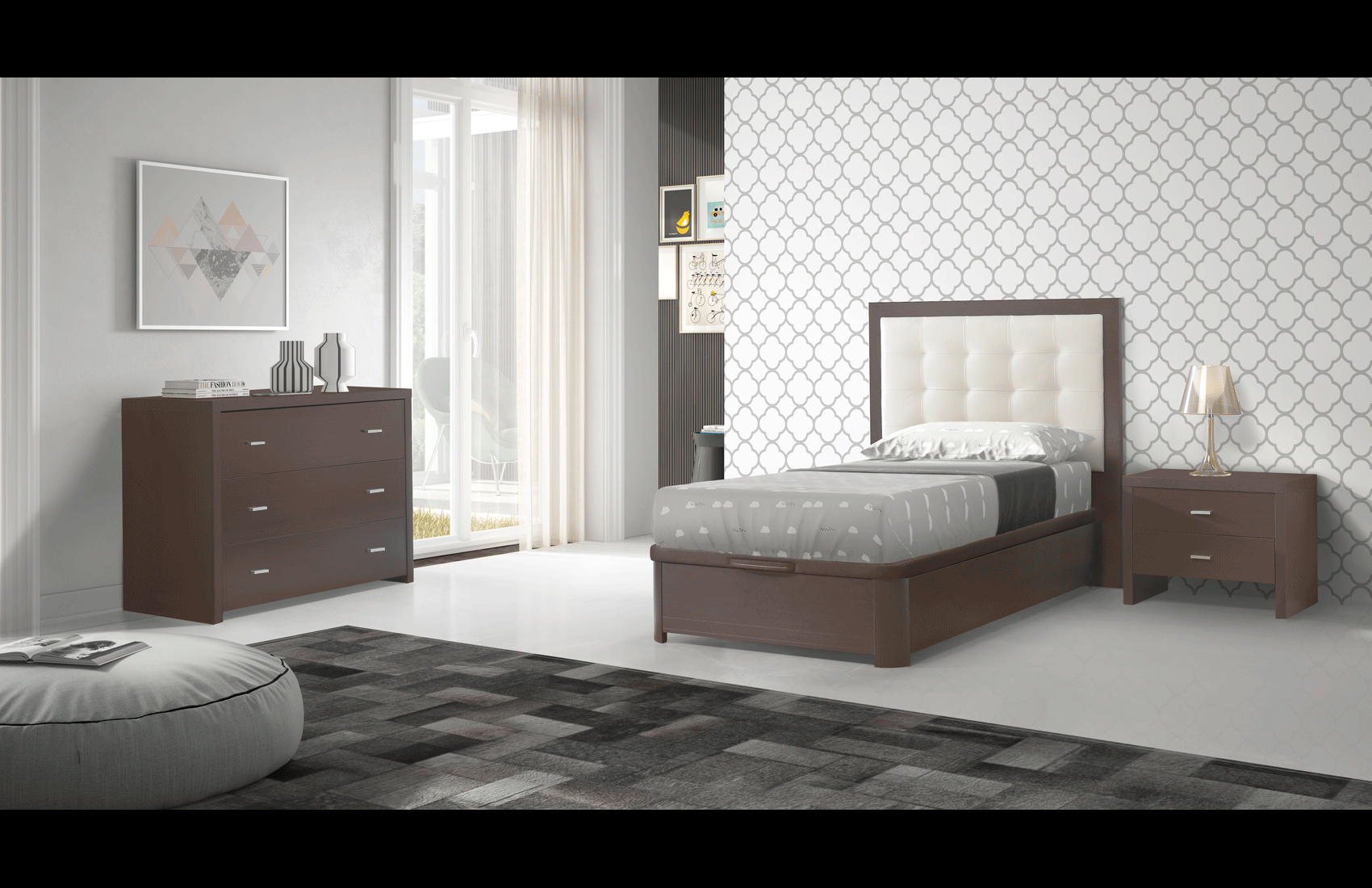 Mat Regina Storage TS, FS Wenge Bedroom Set p9899 By ESF Furniture