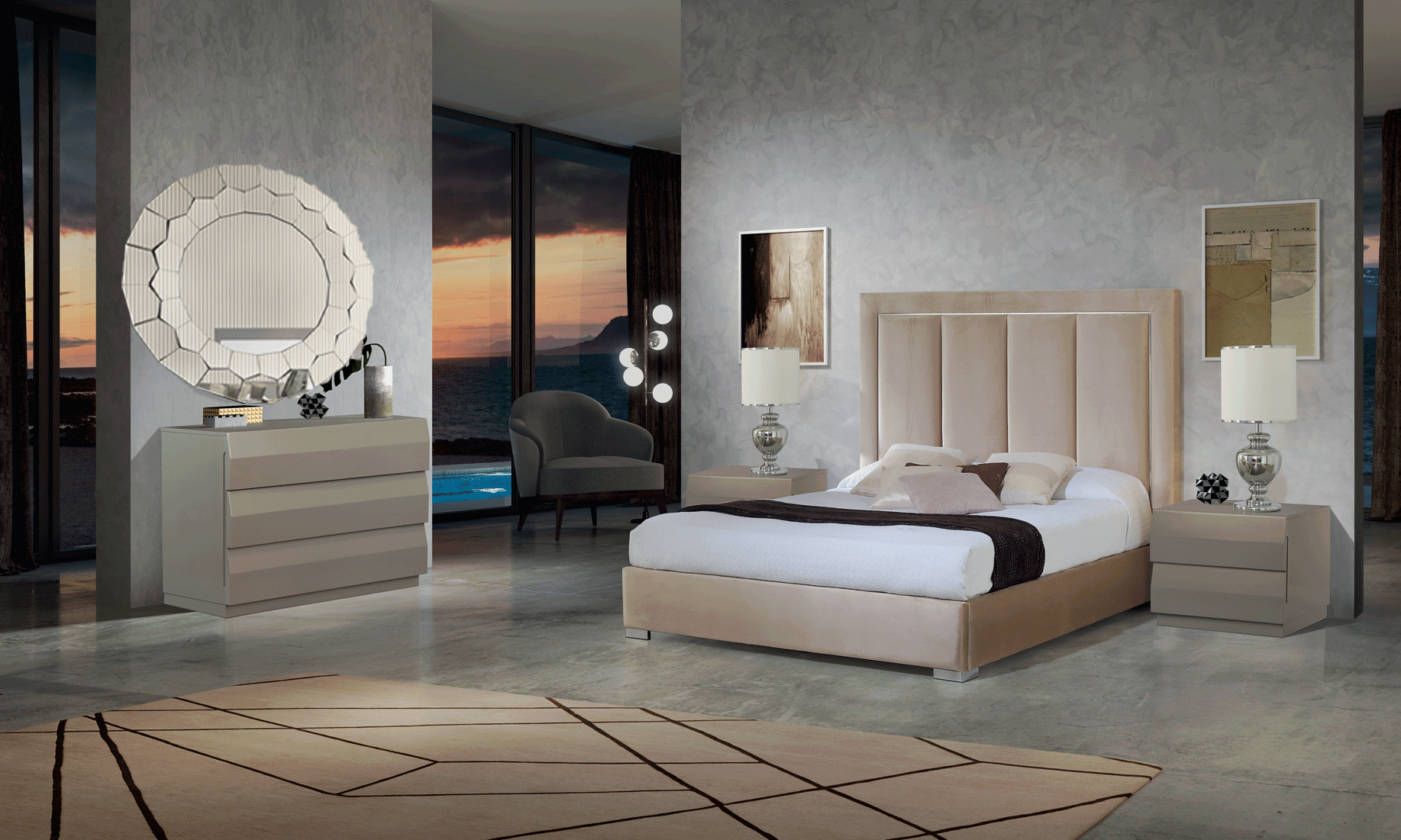 Mat Monica Bedroom Set with Storage, M152, C152, E115 p11657 By ESF Furniture