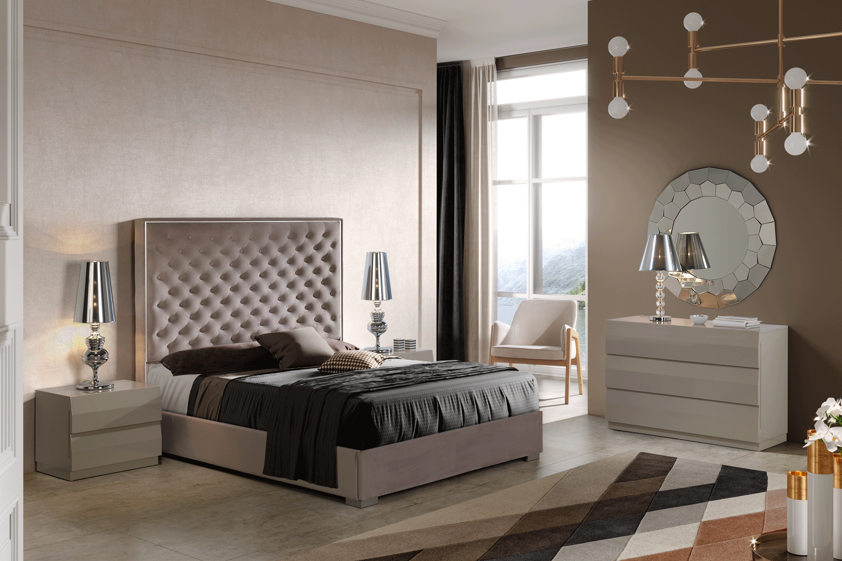 867 Melody Bed, M-152, C-152, E-413, LT-3130L-C1C Beige Bedroom Set p11195 By ESF Furniture
