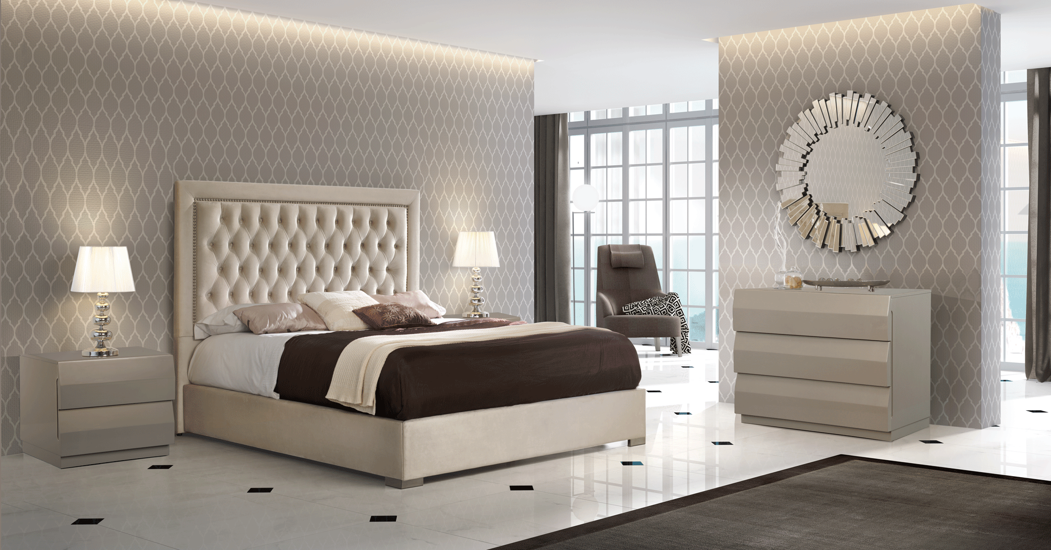 Mat Adagio Bedroom Set w/Storage, M152, C152, E100 p9403 By ESF Furniture
