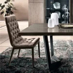 High Gloss Lacquer Elite Dining Room Set Brown Silver Birch