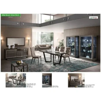 High Gloss Lacquer Elite Dining Room Set Brown Silver Birch By ESF Furniture
