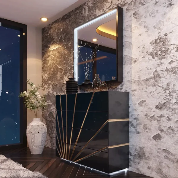 Mat, Shiny Oro Black Bedroom Set