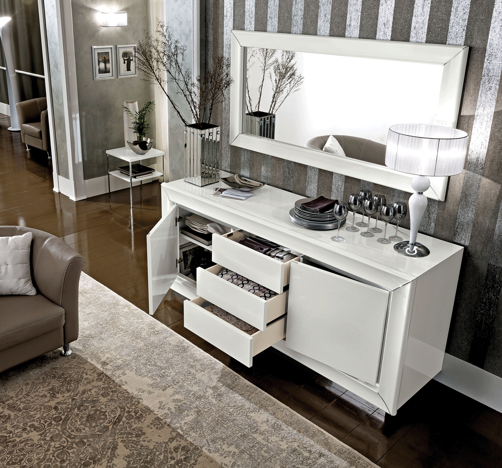 High Gloss Lacquer Dama Bianca Buffet p10482 By ESF Furniture 5