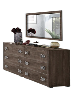 High Gloss Lacquer Dover Brown Dresser/Mirror p11517 By ESF Furniture