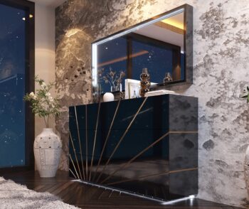 Oro Black Double Dresser with light