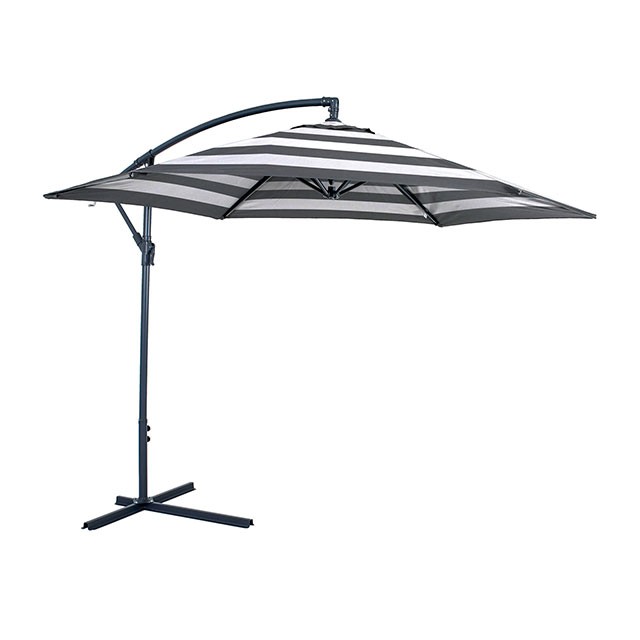 Black/White GLAM CANTILEVER UMBRELLA W/ LED GM-3003BW By Furniture of America.