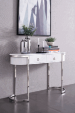 High Gloss Lacquer 131 Hallway Console Table White/Silver i26172 By ESF Furniture 11