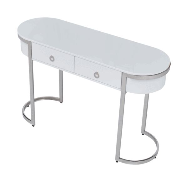 High Gloss Lacquer 131 Hallway Console Table White/Silver i26172 By ESF Furniture 8