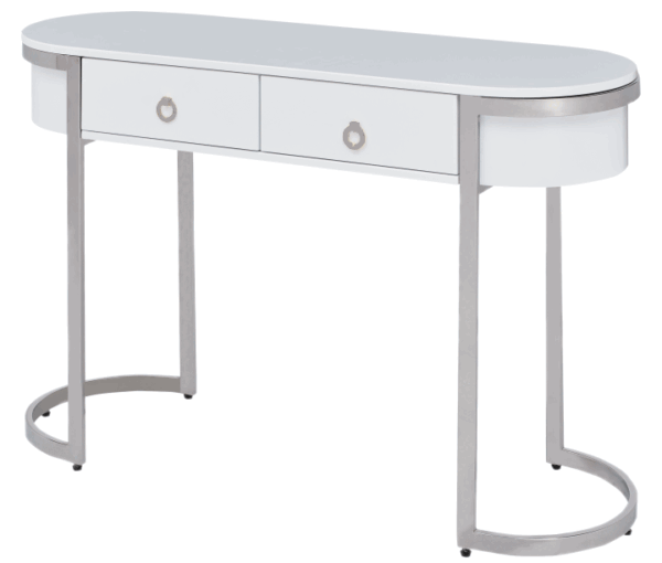 High Gloss Lacquer 131 Hallway Console Table White/Silver i26172 By ESF Furniture 9