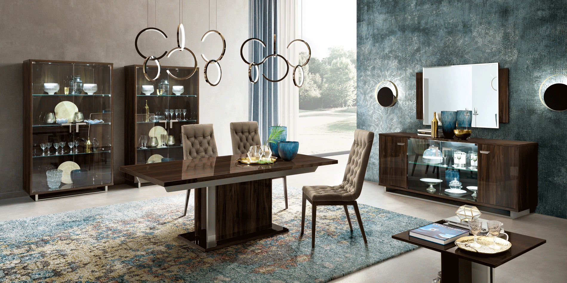 Volare Dining room Set Dark Walnut/Nickel Additional items p13025 By ESF Furniture