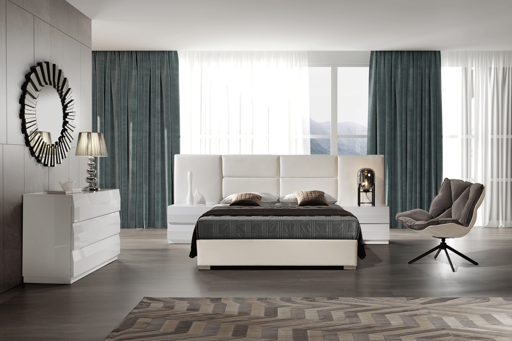 851 Sara Bedroom Set w/Wings, M-152, C-152, E-100, DC-506, YP440-N p11190 By ESF Furniture