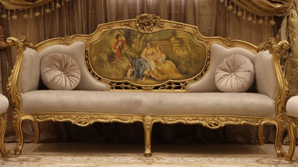 MC-10 moka beige Baroque sofa set . - Image 2