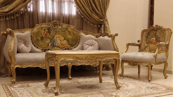 MC-10 moka beige Baroque sofa set . - Image 4