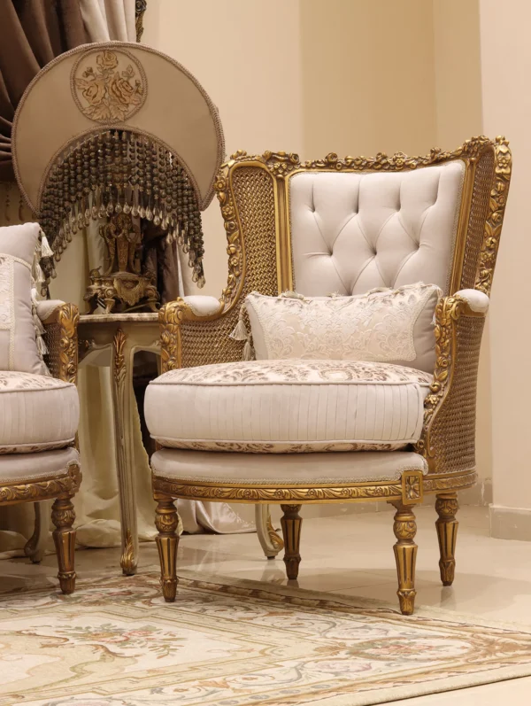 MC-11 natural beige Baroque sofa set . - Image 3