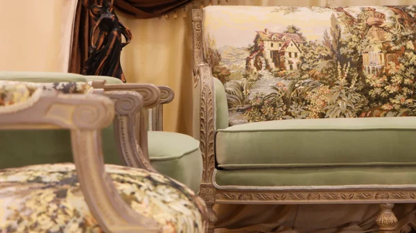 MC-1 Ment green Rococo sofa set . - Image 3