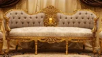MC-5 natural beige Baroque sofa set . - Image 2