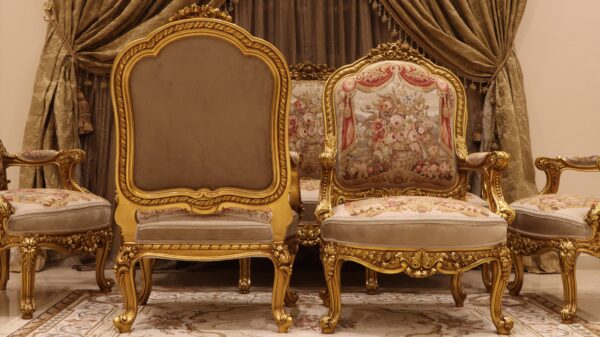 MC-7 natural beige Rococo sofa set . 19