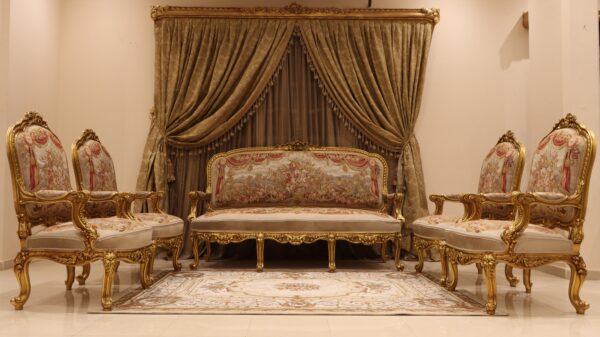 MC-7 natural beige Rococo sofa set . 22
