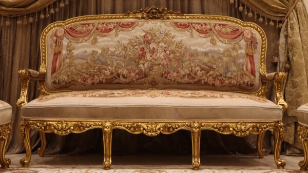 MC-7 natural beige Rococo sofa set . 23
