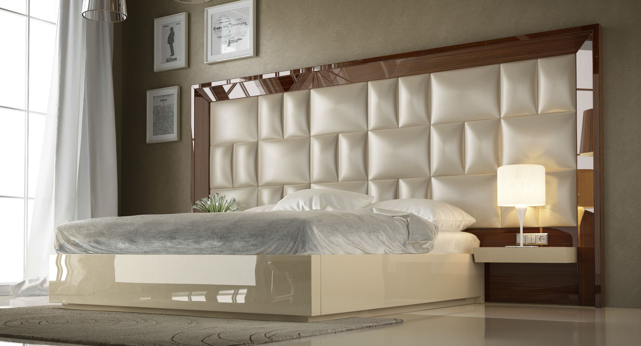 DOR 132 Beige and Brown Bedroom Set p10826 By ESF Furniture