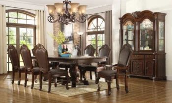 D5004 Dark Brown Solidwood Dining Set 7PC By McFerran
