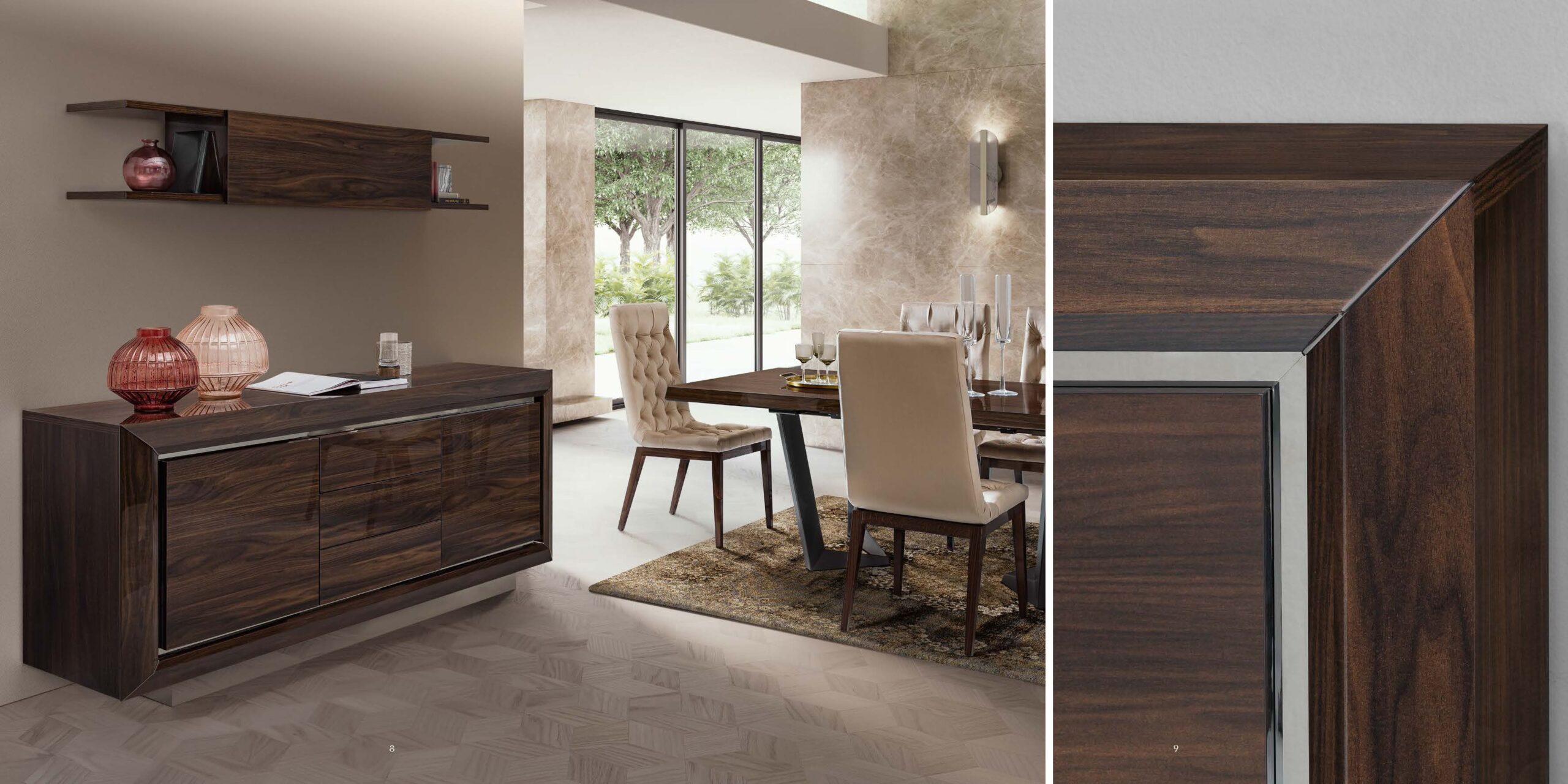 High Gloss Lacquer Elite Day Walnut Dining Room Set Additional items p11444 By ESF Furniture Luxury Dining Sets Mobilia Cleopatra 35 High Gloss Lacquer Elite Day Walnut Dining Room Set Additional items p11444 By ESF Furniture 35
