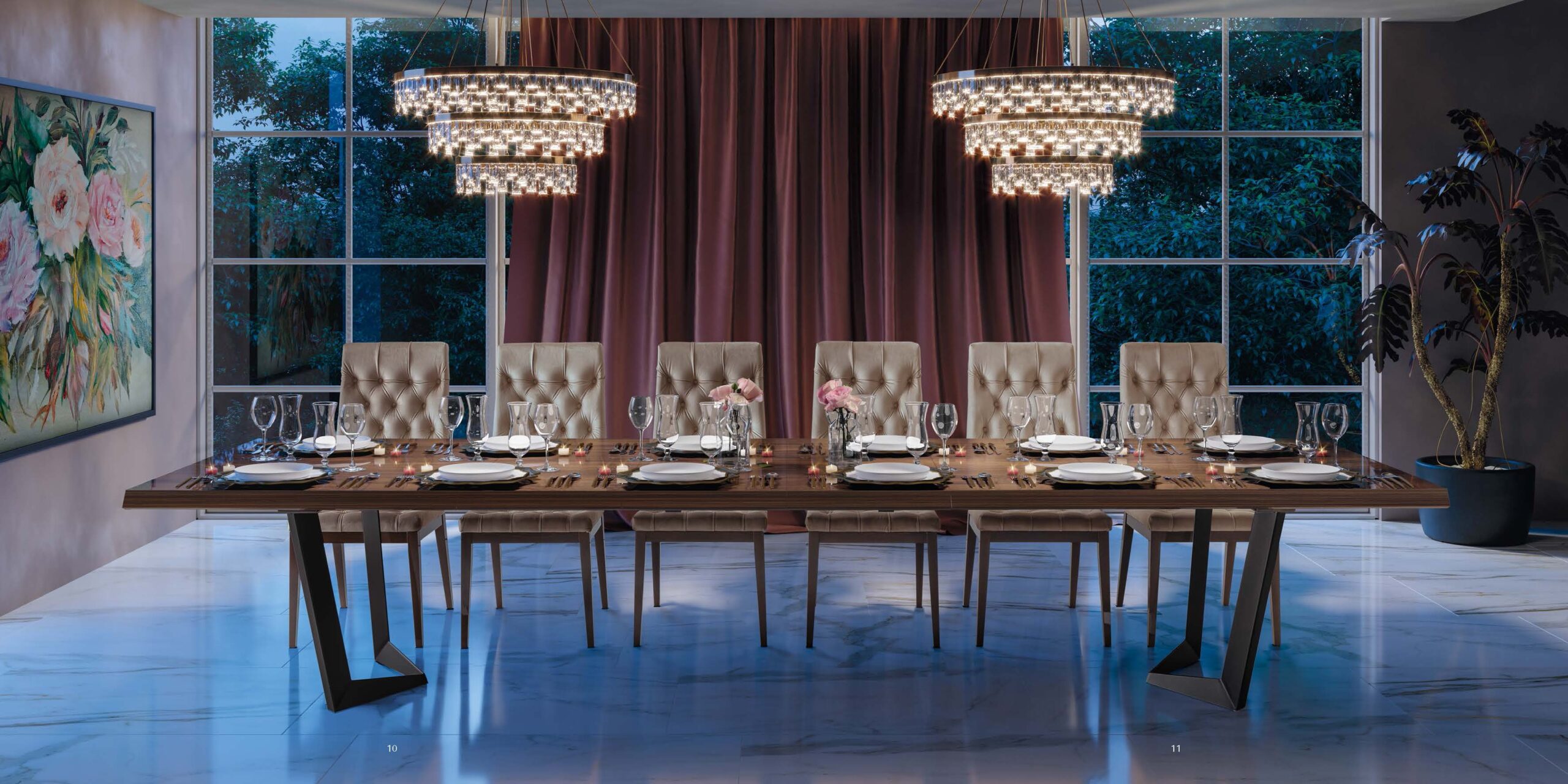 High Gloss Lacquer Elite Day Walnut Dining Room Set Additional items p11444 By ESF Furniture Luxury Dining Sets Mobilia Cleopatra 29 High Gloss Lacquer Elite Day Walnut Dining Room Set Additional items p11444 By ESF Furniture 29