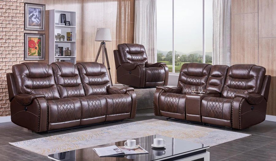 SF1350 Leather Brown 2 Pc Sofa Set S+L by McFerran