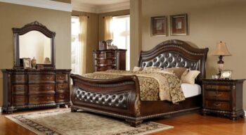 B9588- EK/CK/Q Tufted Leather Bed By Mcferran