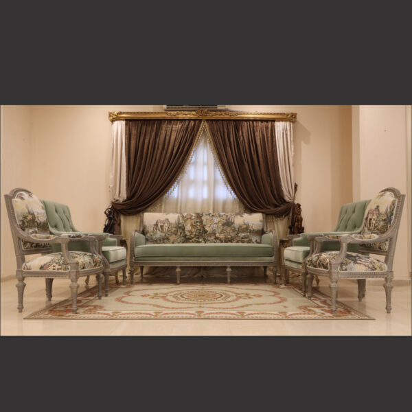 MC-1 Ment green Rococo sofa set . 9