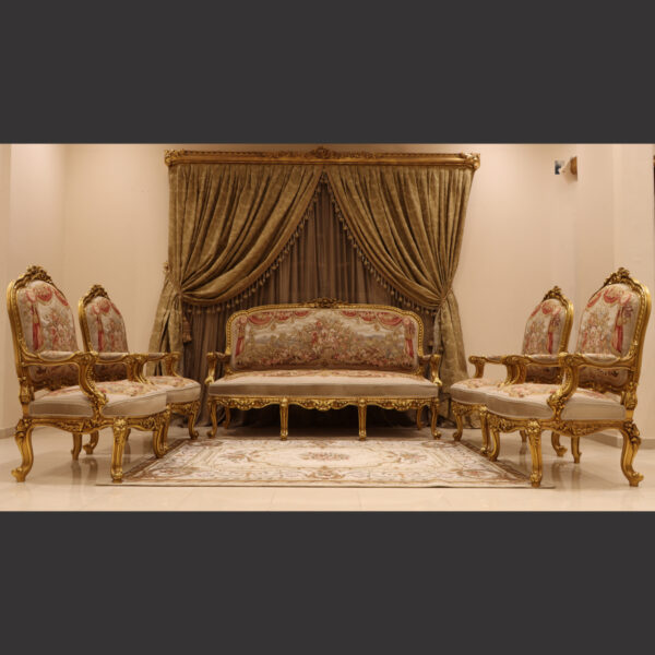 MC-7 natural beige Rococo sofa set . 14