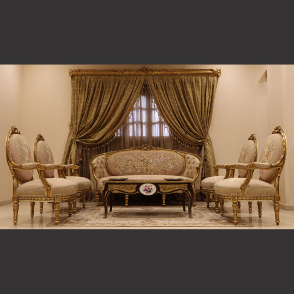 MC-8 moka beige Rococo sofa set 17